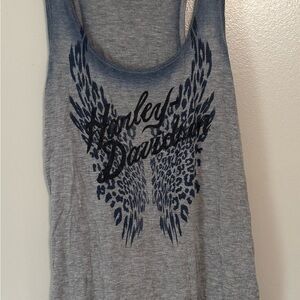 Harley-Davidson Gray Tank with Black and Blue Design